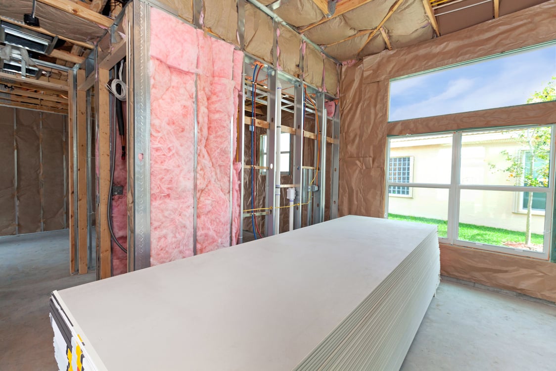 Construction: preparing to install drywall