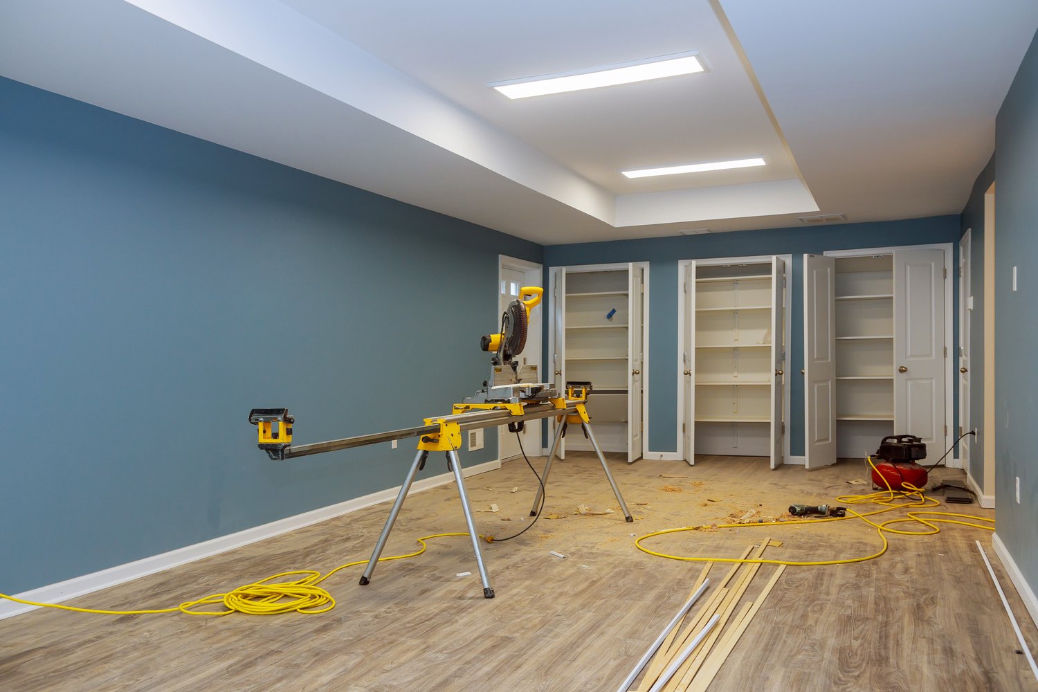 Interior Construction of Housing Project with Drywall Installed Door for a New Home before Installing